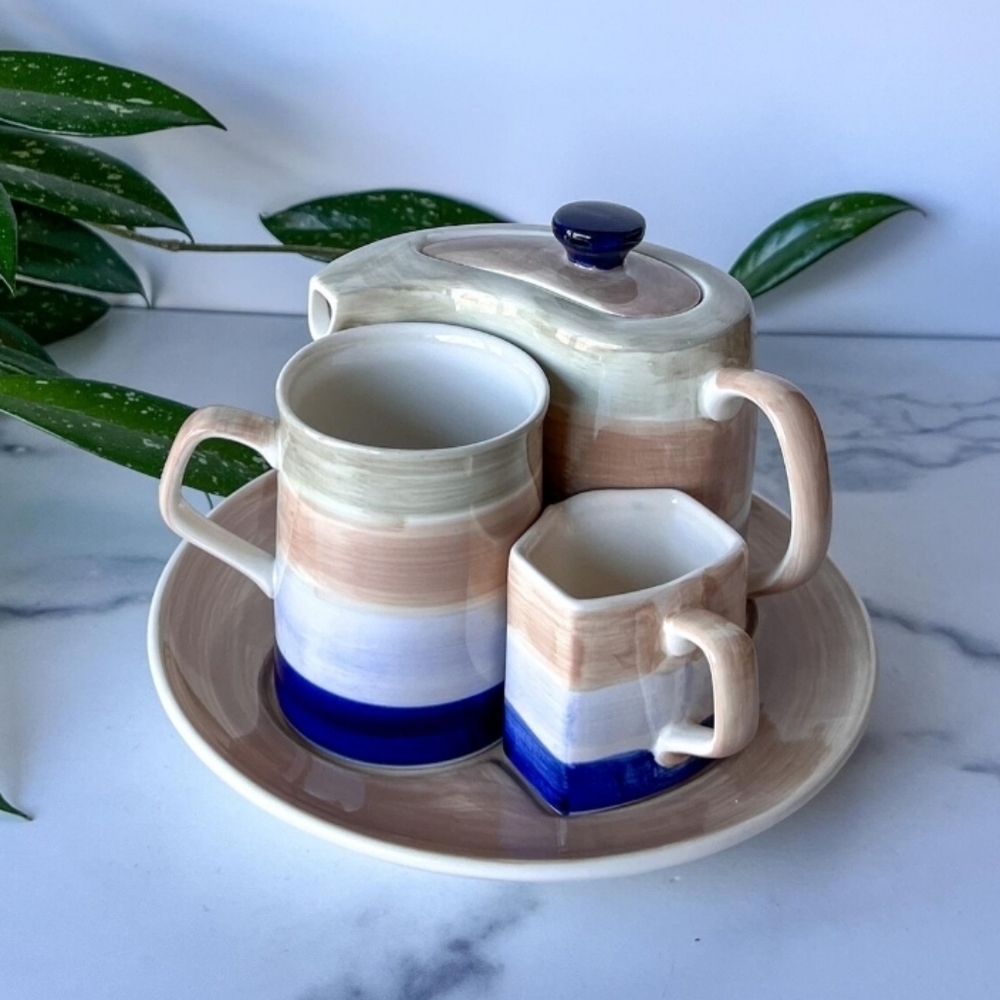 Herman Dodge Tea Set, Vintage Teapot, Mug, Creamer and Plate